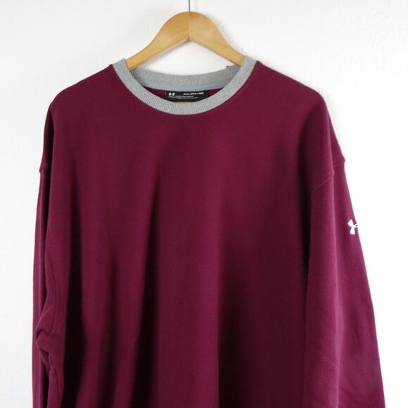 Under Armour Fleece Lined Sweatshirt Big Size 3XL Red Loose Fit - Picture 2 of 6